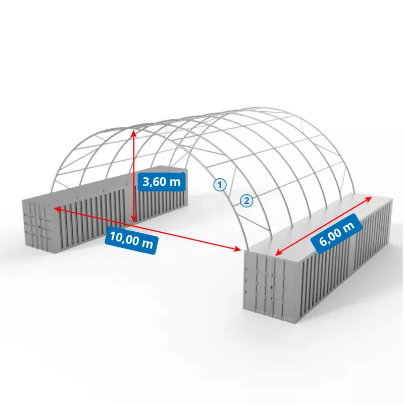 Zadaszenie kontenerowe 10x6m PVC 750g/m2