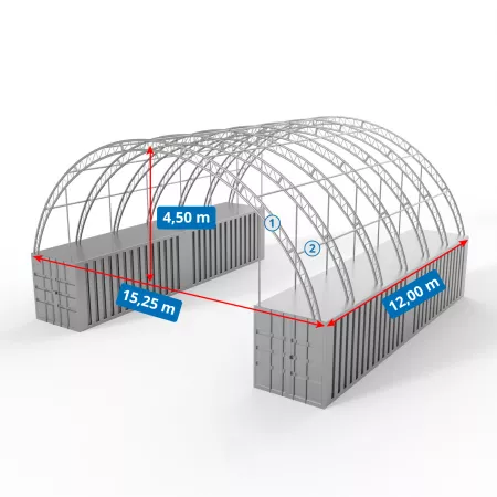 Zadaszenie kontenerowe 15,25x12m PVC 900g/m2