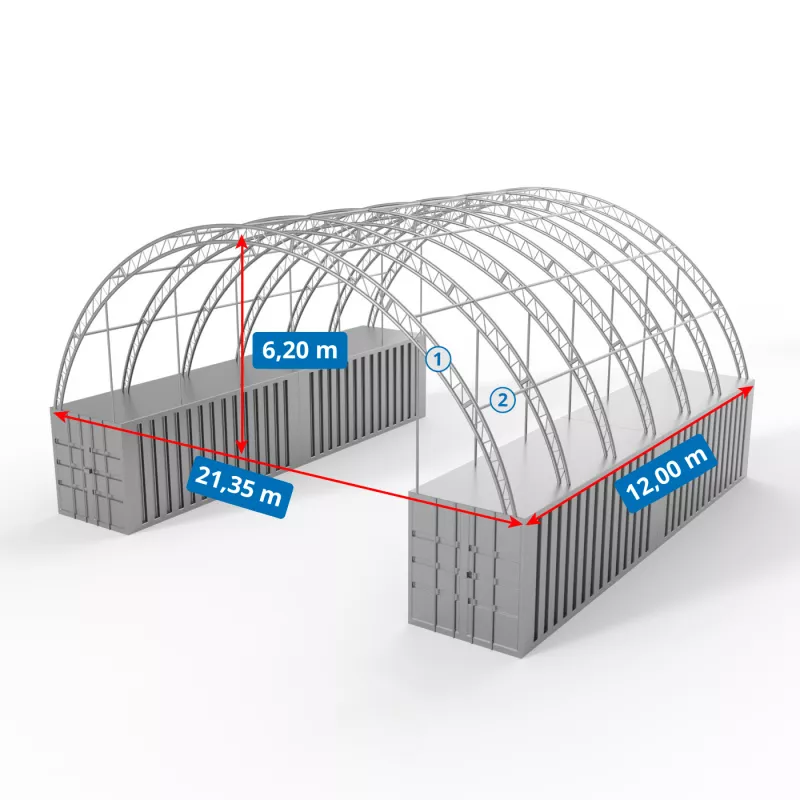 Zadaszenie kontenerowe 21,35x12m PVC 900g/m2