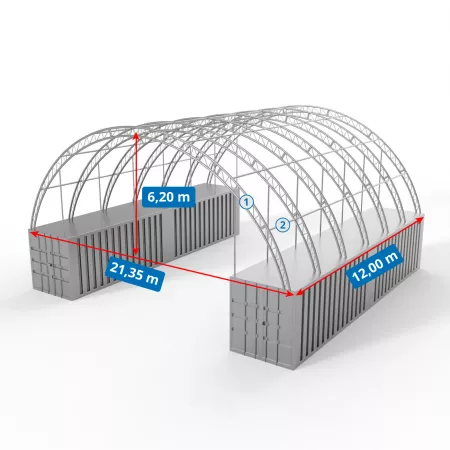 Zadaszenie kontenerowe 21,35x12m PVC 750g/m2