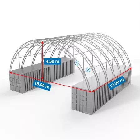 Zadaszenie kontenerowe 18x12m PVC 750g/m2