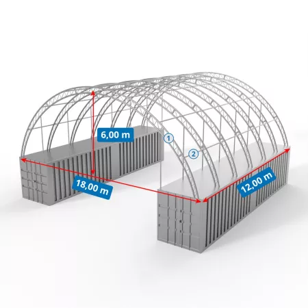 Zadaszenie kontenerowe XL 18x12m PVC 750g/m2