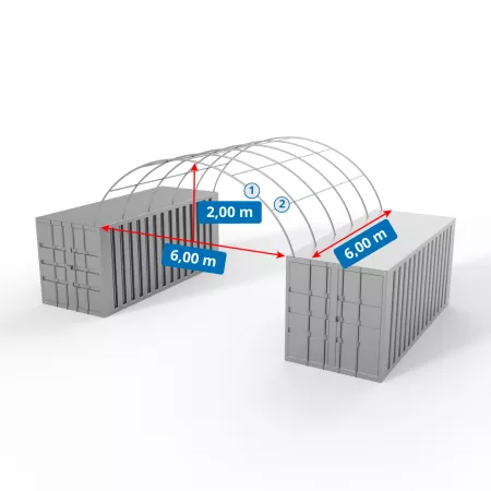 Zadaszenie kontenerowe 6x6m ze ścianą tylną PVC 750g/m2