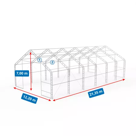 Hala namiotowa XL z dwuspadowym dachem 12,2x21,3m PVC 750g/m2