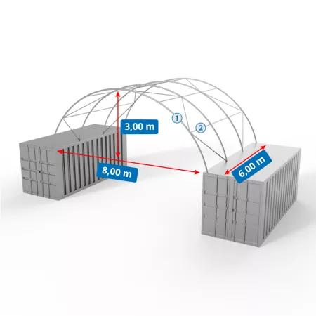 Zadaszenie kontenerowe 8x6m PVC 750g/m2