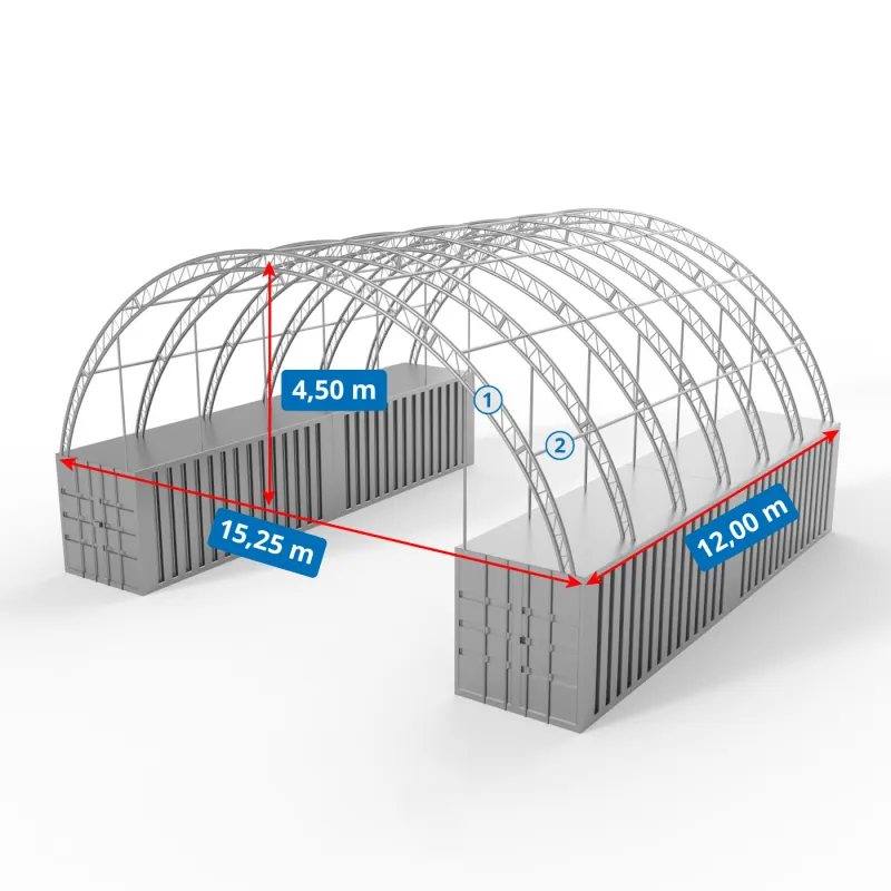 Zadaszenie kontenerowe 15,25x12m PVC 750g/m2